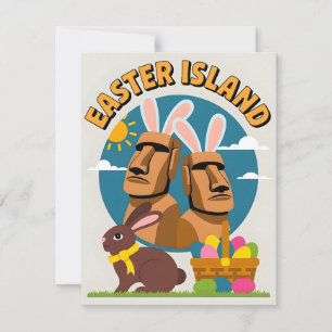 Cartão De Festividades Coelho divertido da Ilha de Páscoa Design de Pásco