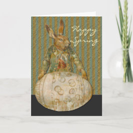Cartão De Festividades Coelho E Ovo De Páscoa Vintage