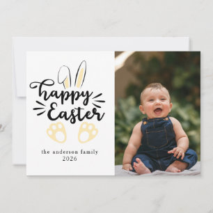 Cartão De Festividades Coelho Elegante Moderno Foto Feliz Páscoa