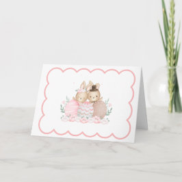 Cartão De Festividades Coelho em Aquarela Rosa 