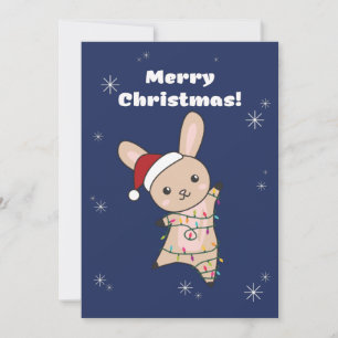 Cartão De Festividades Coelho Feliz Natal Animais de Inverno Coelhos Feri