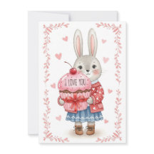 Coelho Fofo Segurando Cupcake Rosa