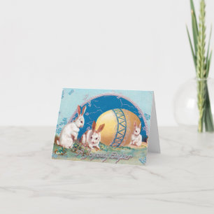 Cartão De Festividades Coelhos coelhinhos adoráveis com ovos de Páscoa
