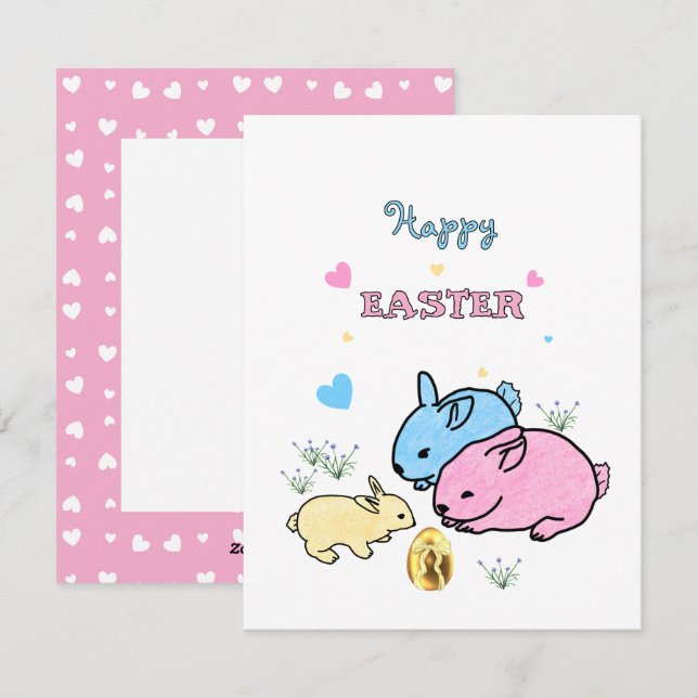 Cartão De Festividades Coelhos fofos  (Frente/Verso)