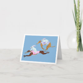 Cartão De Festividades Coelhos montando Galgos