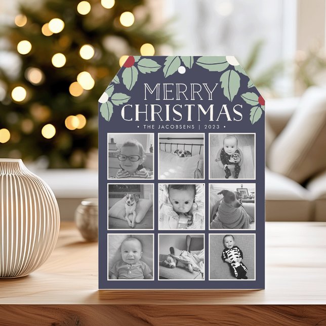 Cartão De Festividades Colagem alegre da foto do feriado do visco | (Criador carregado)