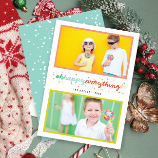 Cartão De Festividades Colagem Colorida Oh Happy Tudo Pontos 2 Fotografia