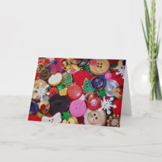 Cartão De Festividades Colagem com botões de árvore de Natal