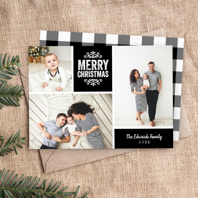 Cartão De Festividades Colagem da foto do Feliz Natal 3 (Criador carregado)