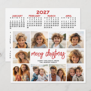 Cartão De Festividades Colagem de 10 Fotos com Calendário de 2027 - Natal