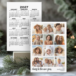 Cartão De Festividades Colagem de 12 Fotos do Ano - Parabéns Calendário 2