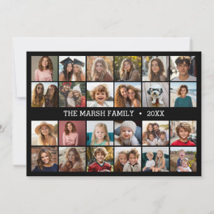 Cartão De Festividades Colagem de 24 Fotos com Nome da Família Data - 