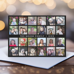 Cartão De Festividades Colagem de 24 Fotos com Nome da Família Data - pre