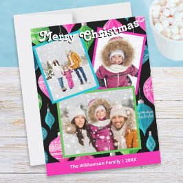 Cartão De Festividades Colagem de 3 Fotos Festivas Coloridas