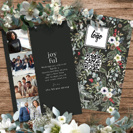Cartão De Festividades Colagem de 4 Fotos de Natal Personalizado Corporat