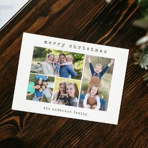 Cartão De Festividades Colagem de 4 Fotos de Natal Tipo Máquina de Escrev