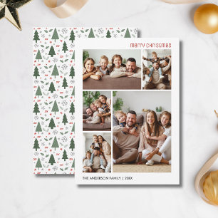 Cartão De Festividades Colagem de 5 Fotos de Família de Natal