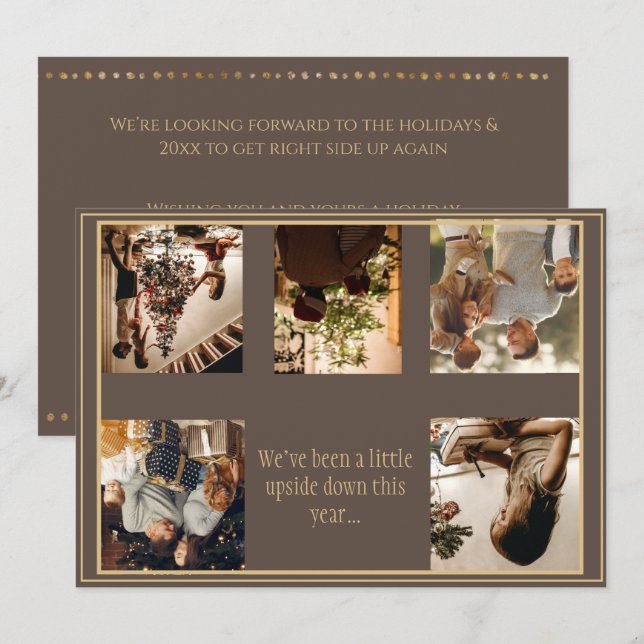 Cartão De Festividades Colagem de 5 fotos de Natal virado para baixo Fest (Frente/Verso)