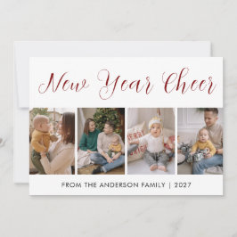 Cartão De Festividades Colagem de 5 Fotos Moderna para o Ano Novo Alegria