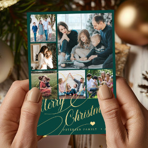 Cartão De Festividades Colagem de 6 fotos Família de scripts de Natal Mer