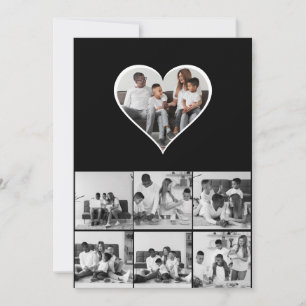 Cartão De Festividades Colagem de 7 Fotos Preto e Branco