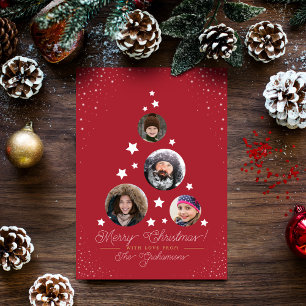 Cartão De Festividades Colagem de Árvore de Natal Moderna 4 Fotografias