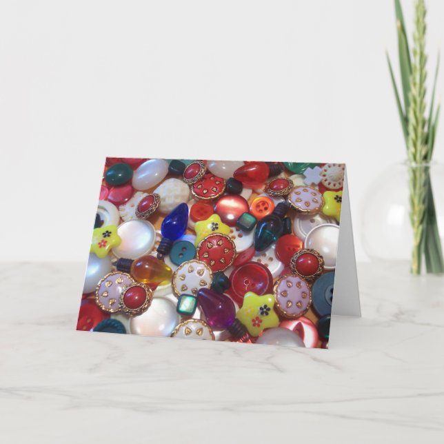 Cartão De Festividades Colagem de Botões de Natal Cheery (Frente)