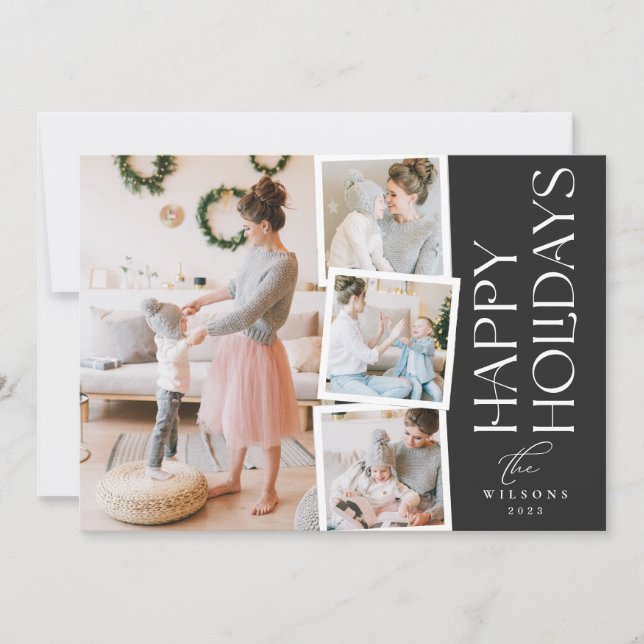Cartão De Festividades Colagem de caligrafia única moderna 4 Foto (Frente)