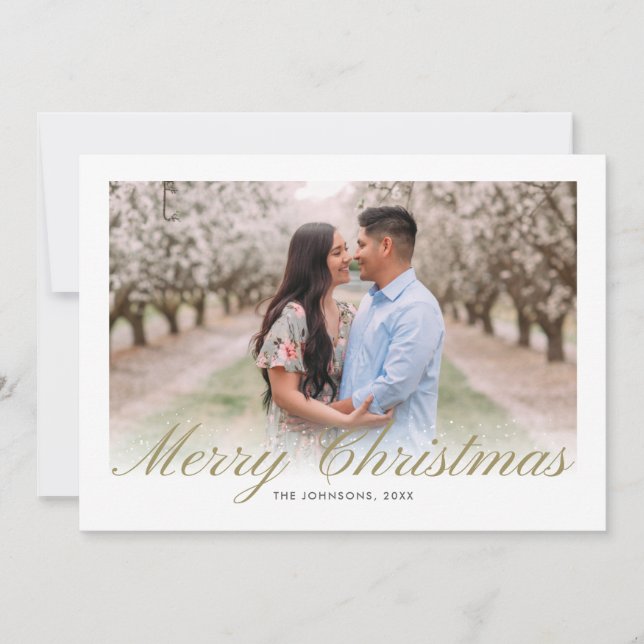 Cartão De Festividades Colagem de Casas de Caligrafia Dourada na Script d (Frente)