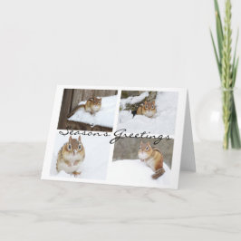 Cartão De Festividades Colagem de Chipmunk Snowy saudações da temporada