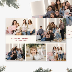 Cartão De Festividades Colagem de Cinco Fotos com Feliz Natal em Letra Ve