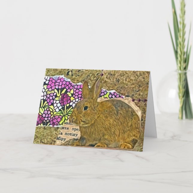 Cartão De Festividades Colagem de coelhos, Páscoa (Frente)