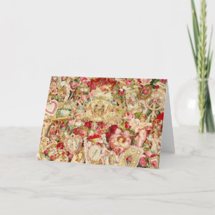 Cartão De Festividades Colagem de Dias de os namorados Vintage