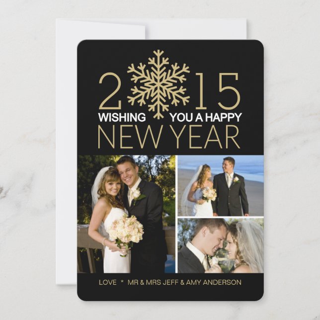 Cartão De Festividades Colagem de Férias de Ano Novo Natal (Frente)