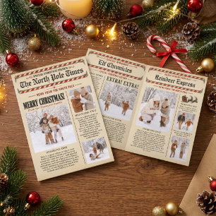 Cartão De Festividades Colagem de Foto de Natal Vintage do Jornal