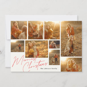 Cartão De Festividades Colagem de Foto Multipla 9 Moderno Vermelho Natali