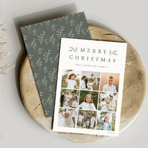 Cartão De Festividades Colagem de Fotografias Botânica Verde 9