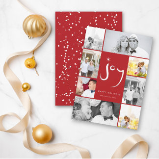 Cartão De Festividades Colagem de Fotografias Brancas 6 com Joy Calliogra