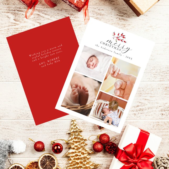 Cartão De Festividades Colagem de Fotografias Chic Floral Floral 4 da Wat (Criador carregado)