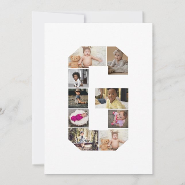 Cartão De Festividades Colagem de Fotografias com design Letra G (Frente)