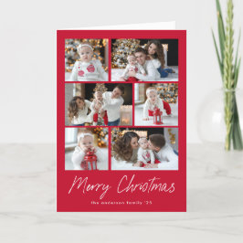 Cartão De Festividades Colagem de Fotografias com Script 6 de Feliz Natal