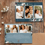 Cartão De Festividades Colagem de Fotografias com Vintage Azul marinho<br><div class="desc">Bem-vindos ao nosso Marinho de design de Cartão de Feriado de Colagem de Fotos Azul Greenery Vintage Cinco, onde o charme vintage encontra elegância moderna. Este design apresenta uma intricada aquarela verde e caligrafia sutilmente elegante com simples tipografia, capturando a essência do conforto tradicional e do núcleo de chalé rústico....</div>