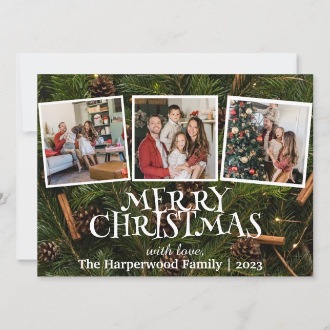 Cartão De Festividades Colagem de Fotografias da Família Natal do Elegant (Frente)