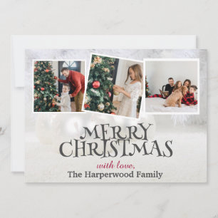Cartão De Festividades Colagem de Fotografias da Família Natal do Elegant