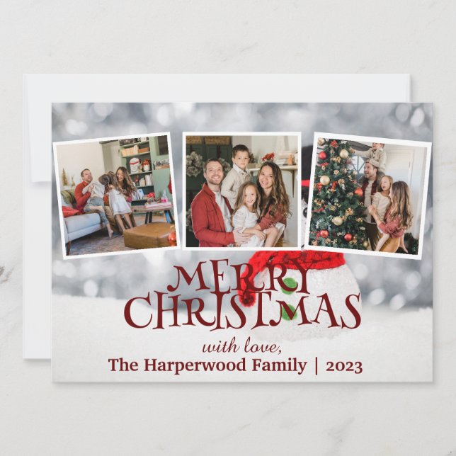Cartão De Festividades Colagem de Fotografias da Família Natal do Elegant (Frente)