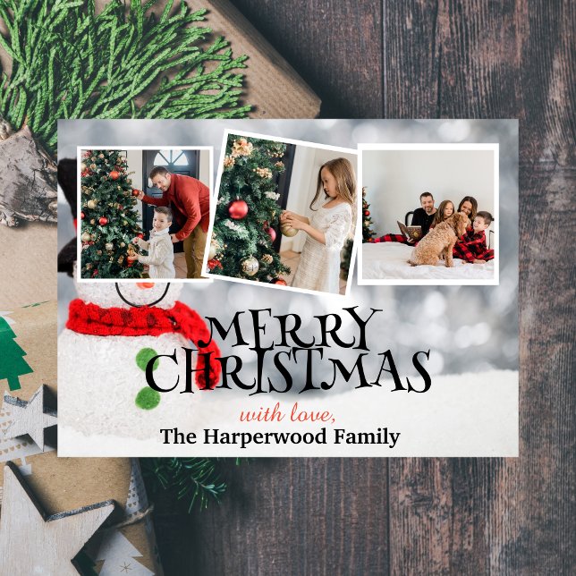 Cartão De Festividades Colagem de Fotografias da Família Natal do Elegant (Criador carregado)