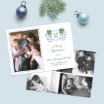 Cartão De Festividades Colagem de Fotografias da Família Pré-ppy Monogram<br><div class="desc">* Crédito da fotografia: Fotografia © Storytree Studios, Stanford, CA ** / Chinoiserie Chic Feliz cartões de fotos de Natal com espaço para uma letra de solteiro monograma e uma fotografia da família de solteiros na frente. Os elementos de aquarela (arco de gengibre e de fita verde) foram originalmente pintados...</div>