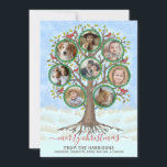 Cartão De Festividades Colagem de Fotografias da Felry Christmas Winter F<br><div class="desc">Celebrar a época de Natal com estes cartões com fotos festivos de árvores familiares. Estes cartões bonito incluem 8 das suas fotografias personalizadas, dentro em uma árvore original desenhada à mão. A árvore é cercada por neve e tem pássaros vermelhos sentados em seus membros. O texto diz, "Feliz Natal" com...</div>
