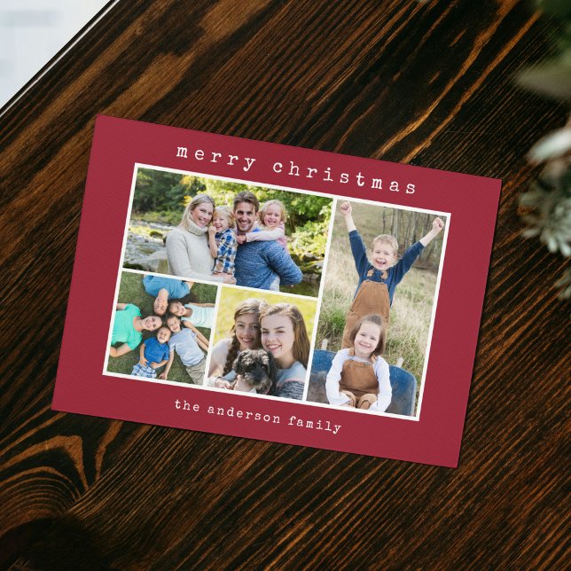 Cartão De Festividades Colagem de Fotografias da Máquina Moderna de Natal (Criador carregado)