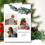 Cartão De Festividades Colagem de Fotografias de Bough de Cone Verde Rust<br><div class="desc">Cartão de Feriado de Colagem de Foto de Comprimido Verde Russo. Envie cartões de natal para amigos, colegas e família em placas simples, chic, elegantes e modernas de 3 colagens de fotos, design festivas, naturais, de cor natural! Um belo quadro de folhas de pinheiro de aquarela verde macia pintadas em...</div>